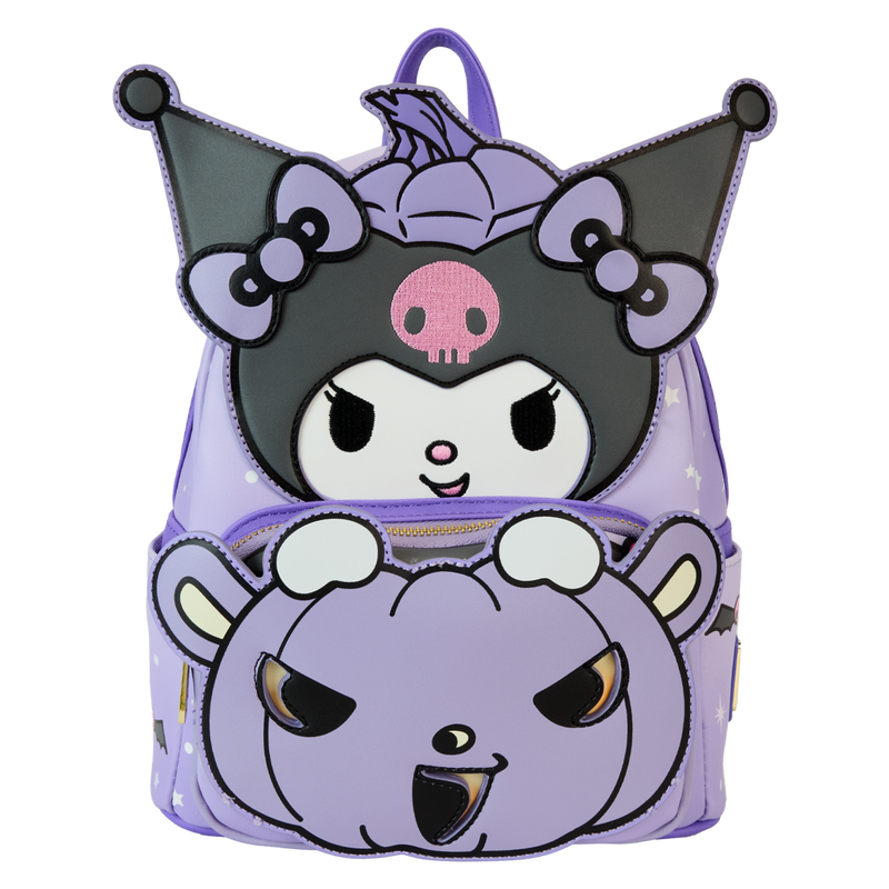 Loungefly Sanrio Kuromi Pumpkin Light Up Glow Mini Backpack  display picture 1