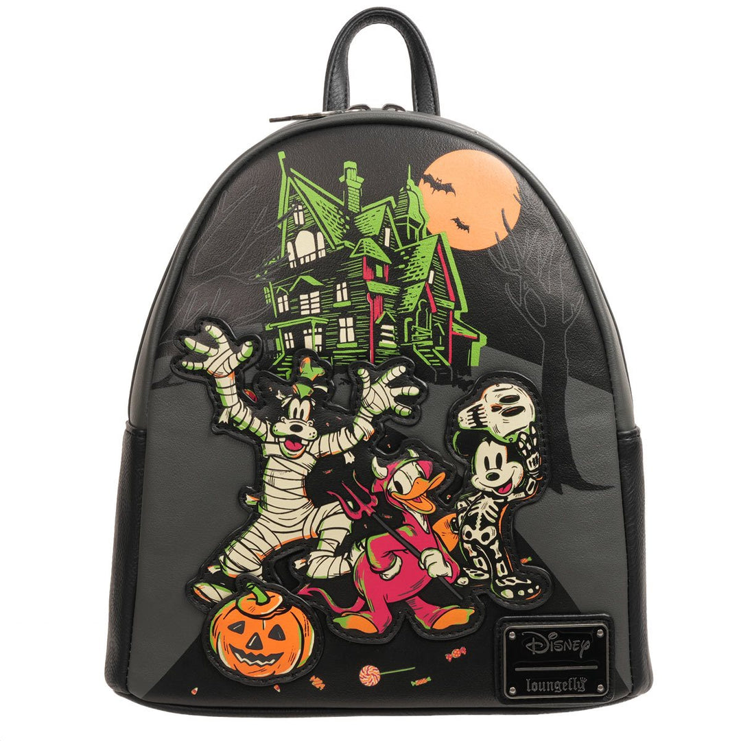 disney halloween mini backpack Loungefly Disney 100 Halloween Trick or Treaters Glow-in-the-Dark Mini – vRare