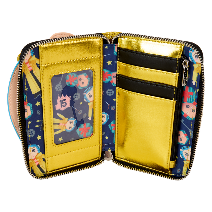 Loungefly Coraline 15th Anniversary Laika Doll Metallic Cosplay Zip Around Wallet