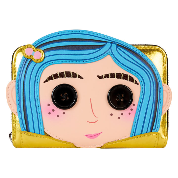 Loungefly Coraline 15th Anniversary Laika Doll Metallic Cosplay Zip Around Wallet