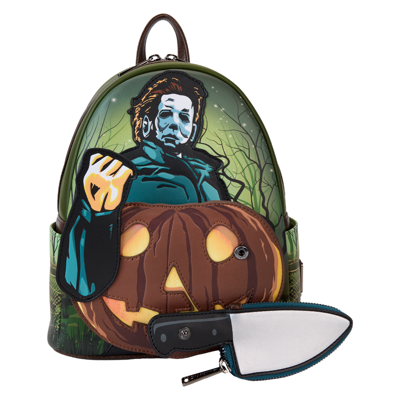 Loungefly Halloween Michael Myers Pumpkin Glow Mini Backpack w/ Coin Bag