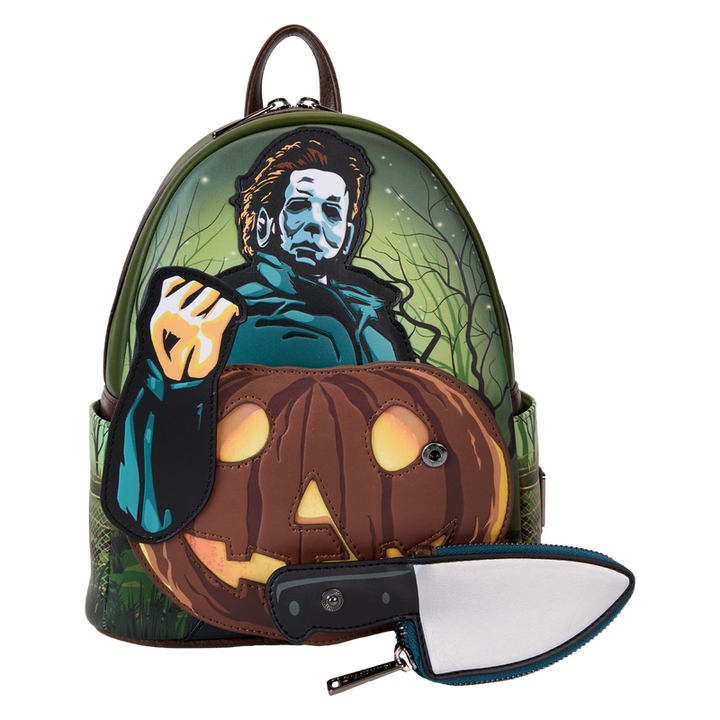 Loungefly Halloween Michael Myers Pumpkin Glow Mini Backpack w/ Coin Bag