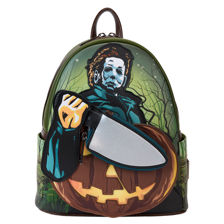 Loungefly Halloween Michael Myers Pumpkin Glow Mini Backpack w/ Coin Bag