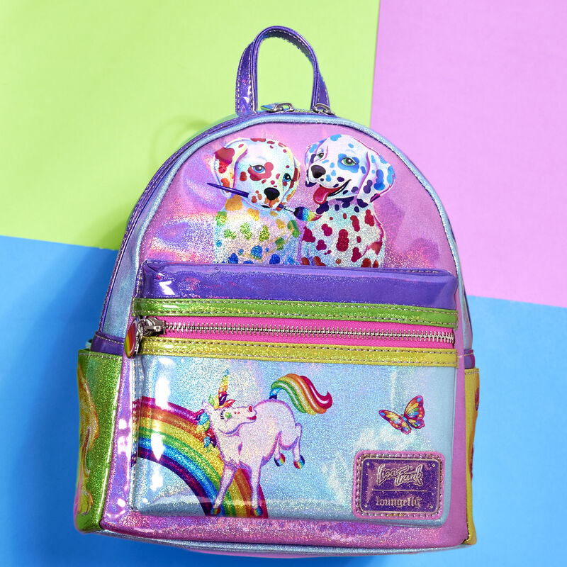 holographic mini backpack Loungefly Lisa Frank Holographic Glitter Color Block Mini Backpack – vRare