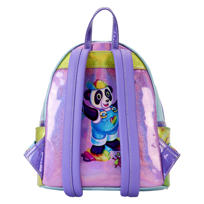holographic mini backpack purple Loungefly Lisa Frank Holographic Glitter Color Block Mini Backpack – vRare