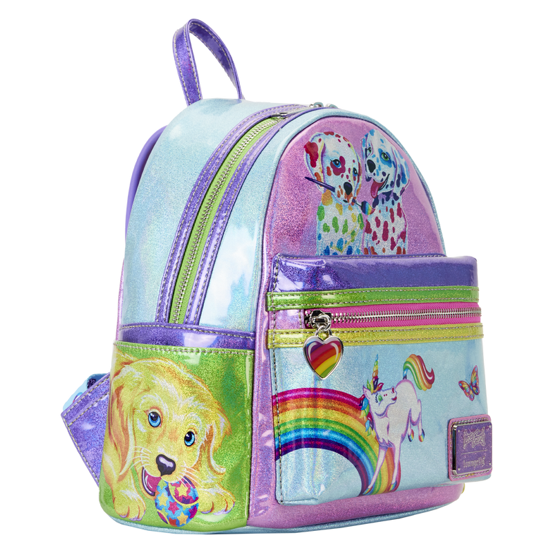 holigraphic mini backpacks Loungefly Lisa Frank Holographic Glitter Color Block Mini Backpack – vRare