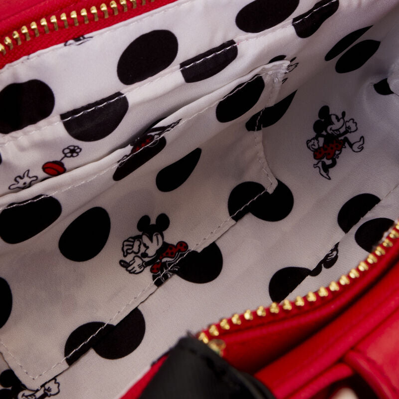 Loungefly Disney Minnie Mouse Rocks the Dots Bow Figural Crossbody Bag