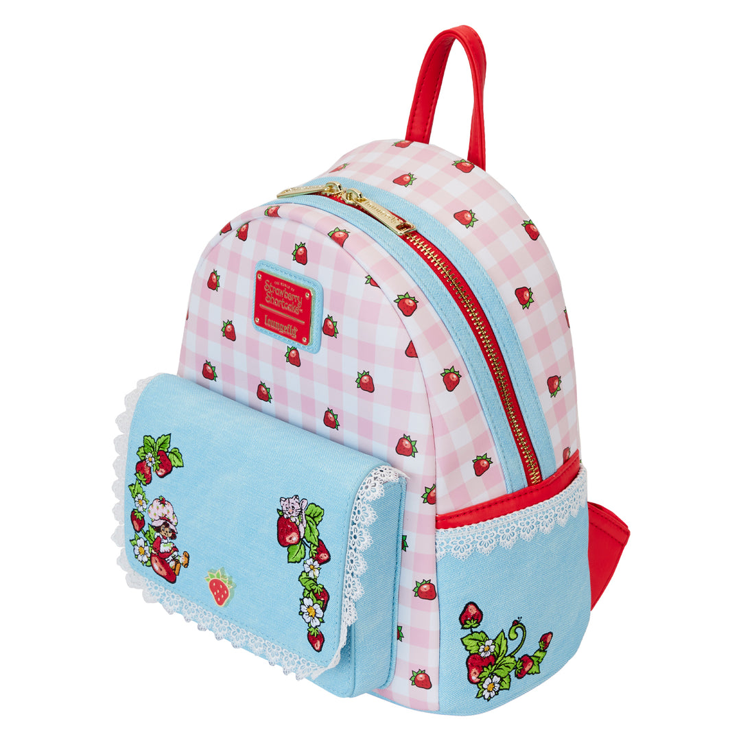 Loungefly Strawberry Shortcake Denim Pocket Mini Backpack