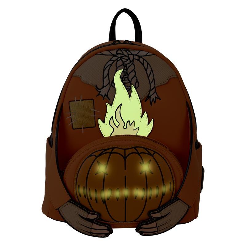 Loungefly Trick R Treat Flaiming Pumpkin Head Sam Light Up Glow Mini Backpack