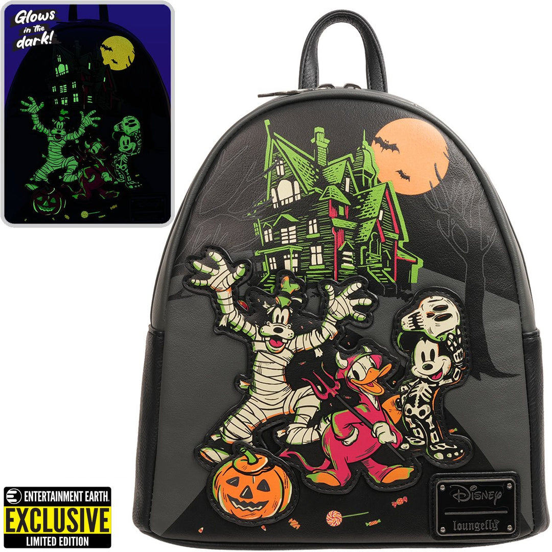 disney halloween loungefly mini backpack Loungefly Disney 100 Halloween Trick or Treaters Glow-in-the-Dark Mini – vRare