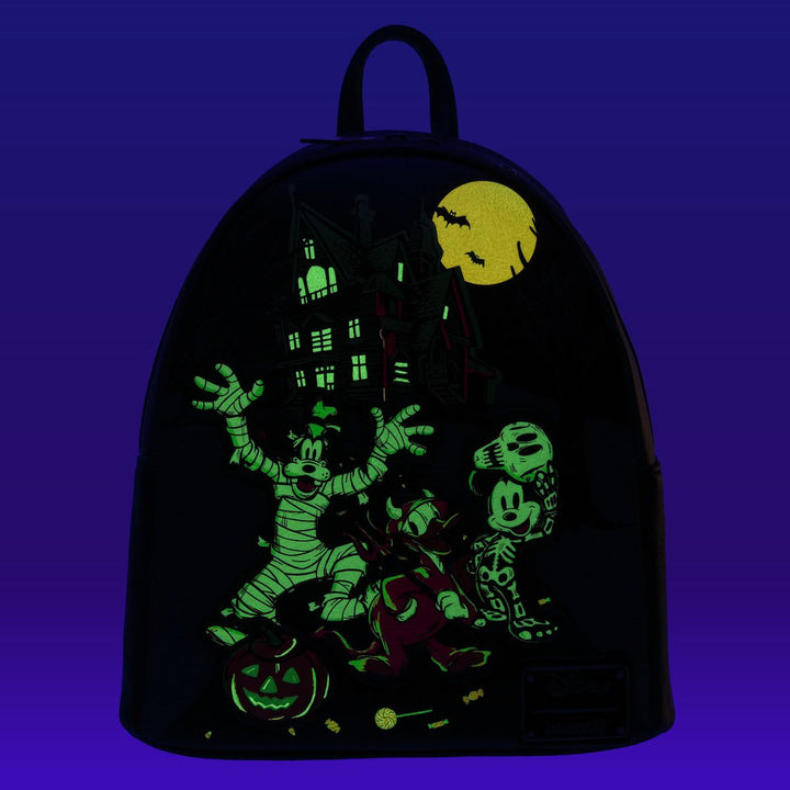 Loungefly Disney 100 Halloween Trick or Treaters Glow-in-the-Dark Mini-Backpack - Entertainment Earth Exclusive