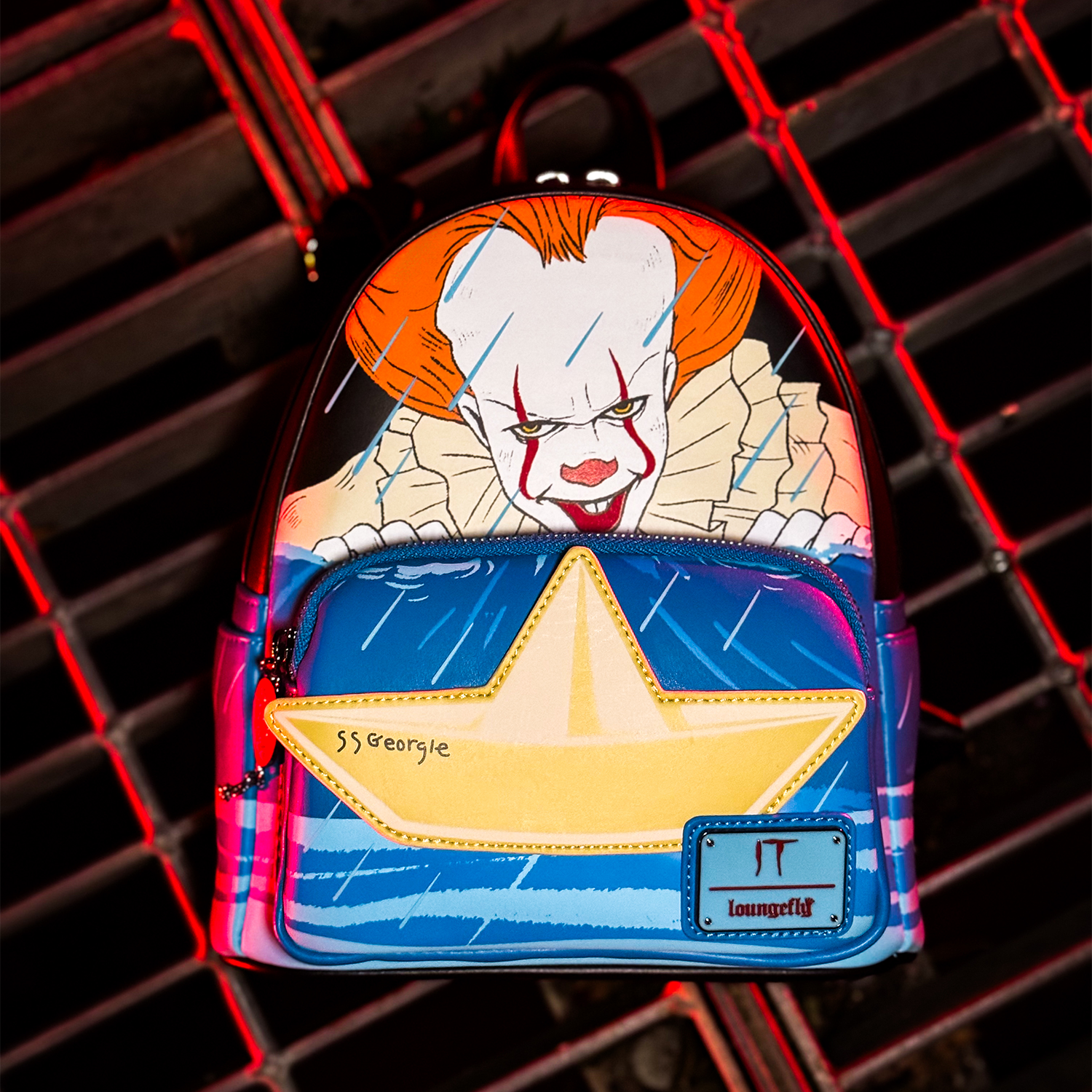 Loungefly Pennywise “IT” Gutter Scene Cosplay Mini Backpack Loungefly Pennywise “IT” Gutter Scene Cosplay Mini Backpack