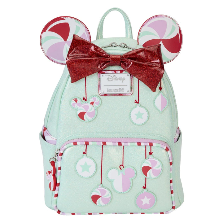 Loungefly Disney Minnie Mouse Holiday Peppermint Ornaments Mini Backpack