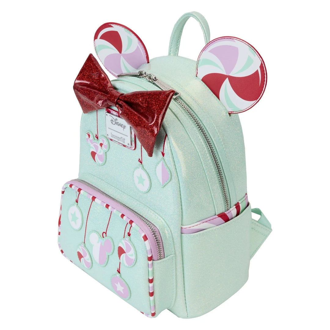 Loungefly Disney Minnie Mouse Holiday Peppermint Ornaments Mini Backpack