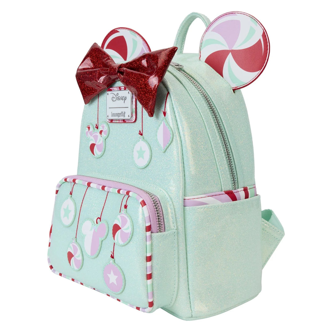 Loungefly Disney Minnie Mouse Holiday Peppermint Ornaments Mini Backpack